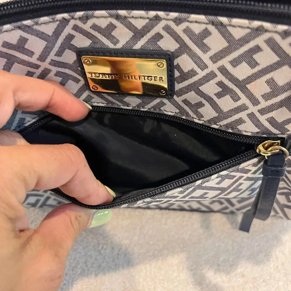 Tommy Hilfiger  Crossbody Sling Bag Womens Navy Jacquard SignatureAdjust Strap - Picture 4 of 12